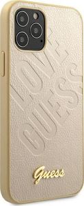 Guess Etui Guess GUHCP12LPUILGLG do iPhone 12 Pro Max 6,7 złoty/gold hardcase Iridescent Love Script Gold Logo 4