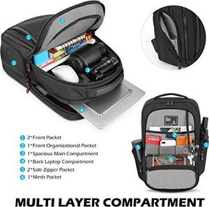 Plecak Shieldon SHIELDON 15-calowy plecak na laptopa, męski plecak podróżny, lekki duży plecak na notebooki 15,6 cala, ochrona informacji o karcie bankowej, odprowadzanie ciepła, wodoodporny plecak na wycieczki szkolne, (24L) szary 9