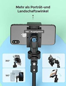 Statyw Mpow Statyw do telefonu Mpow 145 cm Statyw do selfie Bluetooth z wysuwanym pilotem, do iPhone 11 / iPhone SE / Galaxy S20, lampa pierścieniowa z otworem na śrubę 1/4 , maks. Obciążenie 6 kg 4
