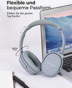 Słuchawki Mpow Słuchawki (ANC), Słuchawki Bluetooth Mpow H10 z ulepszoną technologią Dual Mic ANC, 30 godzin pracy, chip CSR, składane do podróży, pracy, szare 6