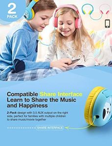 Słuchawki Mpow Słuchawki Mpow dla dzieci, Słuchawki dla dzieci z ograniczeniem głośności do 85 dB, ochrona słuchu i funkcja udostępniania muzyki, bezpieczna jakość żywności dla dzieci 3
