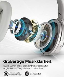 Słuchawki Mpow Słuchawki z aktywną redukcją szumów, Mpow H12 Bluetooth 5.0 z systemem podwójnego mikrofonu, 30-godzinne Słuchawki stereo Hi-Fi do telewizora / komputera 3