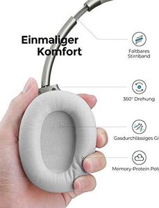 Słuchawki Mpow Słuchawki z aktywną redukcją szumów, Mpow H12 Bluetooth 5.0 z systemem podwójnego mikrofonu, 30-godzinne Słuchawki stereo Hi-Fi do telewizora / komputera 5