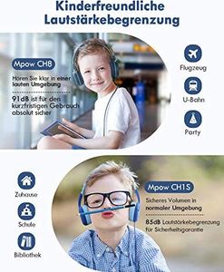 Słuchawki Mpow Słuchawki, Słuchawki chłopięce, Słuchawki Mpow CH8 dziecięce 2 szt., ogranicznik głośności 91dB nauszniki, prezent z drutu nylonowego, odpowiednie dla szkół, rodzin, podróży, Niebieski + zielony? 5