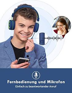 Słuchawki Mpow Słuchawki, Słuchawki chłopięce, Słuchawki Mpow CH8 dziecięce 2 szt., ogranicznik głośności 91dB nauszniki, prezent z drutu nylonowego, odpowiednie dla szkół, rodzin, podróży, Niebieski + zielony? 9