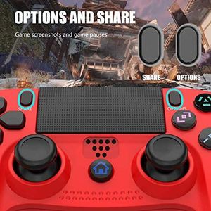 Pad TUTUO Kontroler do PS4, kontroler bezprzewodowy TUTUO Kontroler bezprzewodowy Bluetooth Gamepad Joystick z gniazdem słuchawkowym 3,5 mm do Playstation 4 / PlayStation3 - czerwony 2