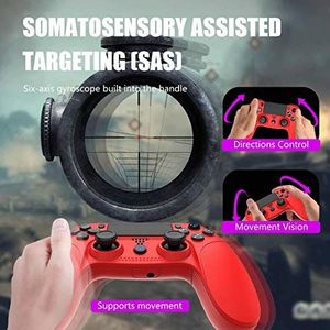 Pad TUTUO Kontroler do PS4, kontroler bezprzewodowy TUTUO Kontroler bezprzewodowy Bluetooth Gamepad Joystick z gniazdem słuchawkowym 3,5 mm do Playstation 4 / PlayStation3 - czerwony 4