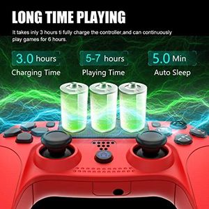 Pad TUTUO Kontroler do PS4, kontroler bezprzewodowy TUTUO Kontroler bezprzewodowy Bluetooth Gamepad Joystick z gniazdem słuchawkowym 3,5 mm do Playstation 4 / PlayStation3 - czerwony 7