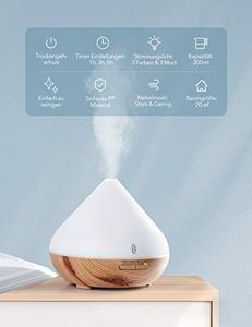 Dyfuzor zapachowy TaoTronics Aroma Diffuser 300ml TaoTronics Ultradźwiękowy nawilżacz powietrza Dyfuzor Lampy zapachowe Bez BPA Nawilżacz aromaterapeutyczny do olejków eterycznych 4