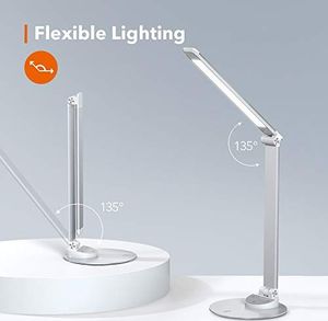 Lampka biurkowa TaoTronics TaoTronics LED Lampa metalowa Lampa, 5 poziomów jasności i 5 temperatur barwowych - 3000K 3500K 4000K 5000K i 6000K, ultracienkie aluminium, nieoślepiające, funkcja pamięci, złącze USB do ładowania 5V 1A 8