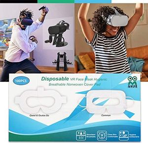 Gogle VR AMVR AMVR 100 szt. VR osłona twarzy jednorazowa włóknina maska ??gąbka mata z magicznymi patyczkami do Oculus Quest i Oculus Go 2