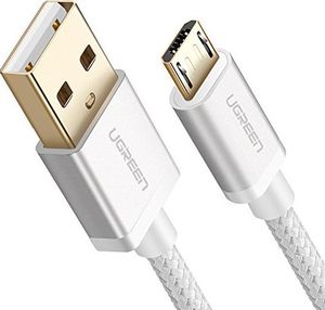Kabel USB Ugreen Kabel szybkiego ładowania UGREEN Kabel micro USB 2.0 Nylonowe wsporniki do Samsung S7 Samsung Galaxy S6 S5 Edge J3 J5 J7 A3 A5 A7, Huawei P10 Lite P9 Lite, kontroler PS4 (0,5 m, biały) 1