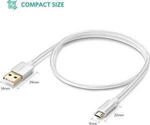 Kabel USB Ugreen Kabel szybkiego ładowania UGREEN Kabel micro USB 2.0 Nylonowe wsporniki do Samsung S7 Samsung Galaxy S6 S5 Edge J3 J5 J7 A3 A5 A7, Huawei P10 Lite P9 Lite, kontroler PS4 (0,5 m, biały) 7