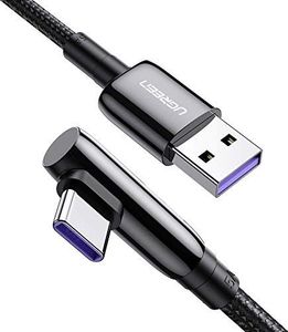 Kabel USB Ugreen UGREEN USB C Kabel do ładowania 5A Super Charge 90 stopni Kabel do ładowania USB C Nylon kompatybilny z Huawei P30, P20 Pro, P20, Mate 20 Pro, Mate 20X, Honor 20 pro, Honor10, Honor V10, Pro, P10, P10 Plus (0,5 M) 1