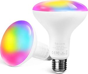 TECKIN Żarówki LED Alexa Inteligentne lampy, żarówka TECKIN żarówka e27 13 W zastępuje 100 watów WLAN Wielokolorowa ściemnialna żarówka,do Alexa i Google home, 1300 lm, 2 szt. 1