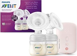 Avent Elektryczny laktator Philips Avent SCF397 / 11, podwójna laktator, elastyczna silikonowa poduszka, naturalna butelka, cichy silnik, różowy 1