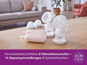Avent Elektryczny laktator Philips Avent SCF397 / 11, podwójna laktator, elastyczna silikonowa poduszka, naturalna butelka, cichy silnik, różowy 9