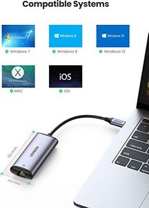 Karta sieciowa Ugreen UGREEN USB C do RJ45 2.5 Gigabit Ethernet Adapter Type C Lan Adapter 2.5G Adapter sieciowy Thunderbolt 3 Ethernet Adapter dla MacBook Pro, Mac Mini, MacBook, MacBook Air od 2018, iPad Pro 2018/2020 7