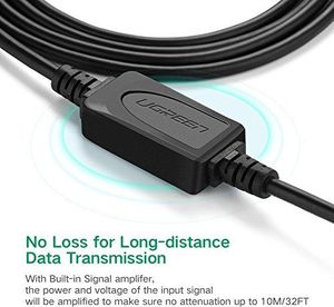 Ugreen Kabel drukarki UGREEN Kabel połączeniowy drukarki Kabel aktywnego skanera Kabel USB A / B Wtyk USB 2.0 A do wtyku B Obsługiwane dla HP, Canon, Lexmark, Epson, Dell / pozłacane styki (15 m) 2