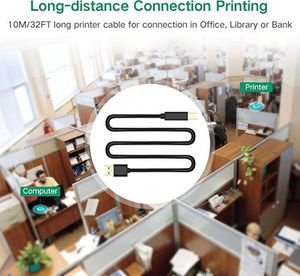 Ugreen Kabel drukarki UGREEN Kabel połączeniowy drukarki Kabel aktywnego skanera Kabel USB A / B Wtyk USB 2.0 A do wtyku B Obsługiwane dla HP, Canon, Lexmark, Epson, Dell / pozłacane styki (15 m) 5