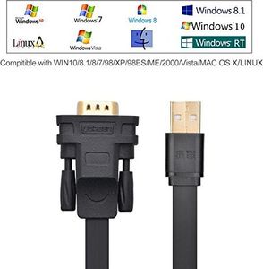 Kabel USB Ugreen UGREEN USB na RS232 adapter szeregowy kabel konwertera / USB szeregowy USB - A / wtyczka - seria DB9 z chipsetem FTDI kompatybilnym z Windows RT / 8/7 / Vista / XP / Win 10/2000, Mac OS X 10.6 itd. 1m 4