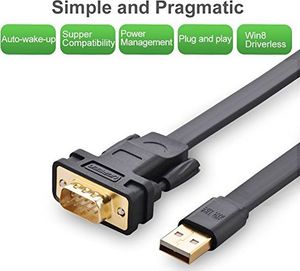 Kabel USB Ugreen UGREEN USB na RS232 adapter szeregowy kabel konwertera / USB szeregowy USB - A / wtyczka - seria DB9 z chipsetem FTDI kompatybilnym z Windows RT / 8/7 / Vista / XP / Win 10/2000, Mac OS X 10.6 itd. 1m 5