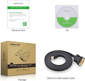 Kabel USB Ugreen UGREEN USB na RS232 adapter szeregowy kabel konwertera / USB szeregowy USB - A / wtyczka - seria DB9 z chipsetem FTDI kompatybilnym z Windows RT / 8/7 / Vista / XP / Win 10/2000, Mac OS X 10.6 itd. 1m 9