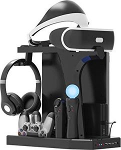 ElecGear Stacja ładująca Playstation z wentylatorem chłodzącym, stojak pionowy, uchwyt i ładowarka do okularów PS VR, koncentrator USB, uchwyt na Słuchawki do DualShock 4, kontroler ruchu Move, PS4, Pro, Slim 1
