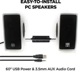 Głośniki komputerowe GOgroove GOgroove SonaVERSE O2i Komputer PC Głośnik zasilany przez USB z wejściem AUX 3,5 mm - 2,0-kanałowy podwójny pasywny Głośnik niskotonowy, zintegrowana akcentujące oświetlenie LED Idealne do gier - białe 5
