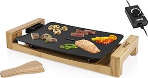 Grill elektryczny Princess Grill stołowy Princess w bambusowym designie - grill stołowy / grill teppanyaki - z płaską aluminiową płytą grillową odlewaną ciśnieniowo (33 x 25 cm) i 4 drewnianymi szpatułkami, 1600 watów, 103010 1