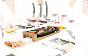 Grill elektryczny Princess Grill stołowy Princess w bambusowym designie - grill stołowy / grill teppanyaki - z płaską aluminiową płytą grillową odlewaną ciśnieniowo (33 x 25 cm) i 4 drewnianymi szpatułkami, 1600 watów, 103010 3