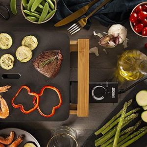 Grill elektryczny Princess Grill stołowy Princess w bambusowym designie - grill stołowy / grill teppanyaki - z płaską aluminiową płytą grillową odlewaną ciśnieniowo (33 x 25 cm) i 4 drewnianymi szpatułkami, 1600 watów, 103010 10