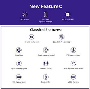 Głośnik Tronsmart Tronsmart T6 Plus Upgraded Edition 40W bezprzewodowy zewnętrzny Głośnik Bluetooth 5.0 z połączeniem NFC, dźwięk przestrzenny 360 , efekty tri-bass, power bank, wodoodporny IPX6, asystent głosowy 3