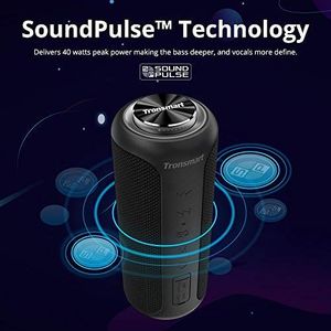 Głośnik Tronsmart Tronsmart T6 Plus Upgraded Edition 40W bezprzewodowy zewnętrzny Głośnik Bluetooth 5.0 z połączeniem NFC, dźwięk przestrzenny 360 , efekty tri-bass, power bank, wodoodporny IPX6, asystent głosowy 8