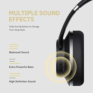 Słuchawki Doqaus DOQAUS , [do 52 godzin] Słuchawki bezprzewodowe z 3 trybami EQ, dwoma przetwornikami 40 mm, nausznikami z białkami pamięci i redukcją szumów Zintegrowany mikrofon do smartfona / komputera / telewizora 6