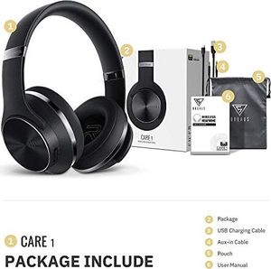 Słuchawki Doqaus DOQAUS , [do 52 godzin] Słuchawki bezprzewodowe z 3 trybami EQ, dwoma przetwornikami 40 mm, nausznikami z białkami pamięci i redukcją szumów Zintegrowany mikrofon do smartfona / komputera / telewizora 9