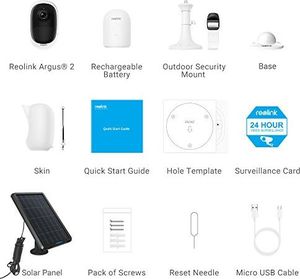 Kamera IP Reolink Kamera Reolink Argus 2 + panel słoneczny, bezprzewodowa kamera IP WLAN 1080p z akumulatorem, dwukierunkowe audio i gniazdo kart SD , bezpłatna aplikacja i klient PC 8