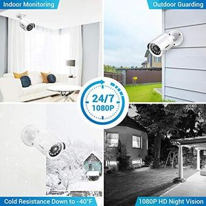 Kamera IP ANNKE System kamer ANNKE 1080P Rejestrator DVR 4CH HD 3MP HDMI z 4 zewnętrznymi kamerami monitorującymi 1080P bez dysku twardego, 30m IR Night Vision, alarm ruchu, szybki dostęp do smartfona i PC 3