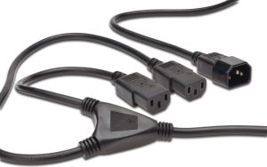 Kabel zasilający Digitus IEC C14/2x IEC C13, czarny, 1.7 m (AK-440403-017-S) 1