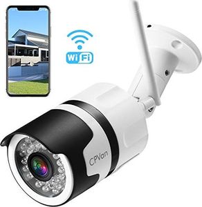Kamera IP CPVAN Kamera CPVAN 1080P, zewnętrzna wodoodporna IP66, Zewnętrzna kamera IP WLAN, wykrywanie ruchu, obsługa funkcji noktowizyjnej podczerwieni 25 M i karty SD do 128 GB (biała) 1