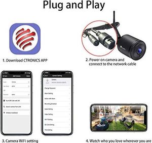 Kamera IP Ctronics Kamera zewnętrzna WLAN, kamera IP Ctronics zewnętrzna WiFi HD 1080P z szerokim kątem 110 , dwukierunkowe audio, 30m IR Night Vision, wykrywanie ruchu, wodoodporność IP66, zdalny dostęp (czarny) 3