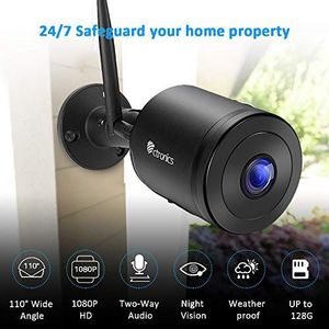 Kamera IP Ctronics Kamera zewnętrzna WLAN, kamera IP Ctronics zewnętrzna WiFi HD 1080P z szerokim kątem 110 , dwukierunkowe audio, 30m IR Night Vision, wykrywanie ruchu, wodoodporność IP66, zdalny dostęp (czarny) 5