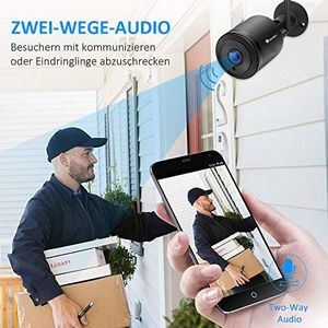 Kamera IP Ctronics Kamera zewnętrzna WLAN, kamera IP Ctronics zewnętrzna WiFi HD 1080P z szerokim kątem 110 , dwukierunkowe audio, 30m IR Night Vision, wykrywanie ruchu, wodoodporność IP66, zdalny dostęp (czarny) 6