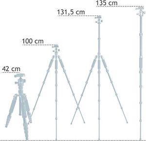 Statyw Mantona Lekki podróżnik Mantona - lekki aluminiowy statyw podróżny, niezwykle lekki 1,1 kg i kompaktowy 30,5 cm, funkcja jednej nogi, panoramiczna głowica kulowa 360do Arca-Swiss, z torbą, czarny 4