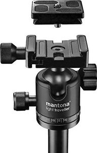 Statyw Mantona Lekki podróżnik Mantona - lekki aluminiowy statyw podróżny, niezwykle lekki 1,1 kg i kompaktowy 30,5 cm, funkcja jednej nogi, panoramiczna głowica kulowa 360do Arca-Swiss, z torbą, czarny 5