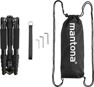 Statyw Mantona Lekki podróżnik Mantona - lekki aluminiowy statyw podróżny, niezwykle lekki 1,1 kg i kompaktowy 30,5 cm, funkcja jednej nogi, panoramiczna głowica kulowa 360do Arca-Swiss, z torbą, czarny 7