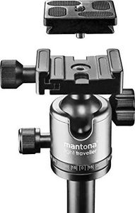 Statyw Mantona Lekki podróżnik Mantona - lekki aluminiowy statyw podróżny, niezwykle lekki 1,1 kg i kompaktowy 30,5 cm, funkcja na jednej nodze, panoramiczna głowica kulowa 360do Arca-Swiss, z torbą, czarno-szara 7