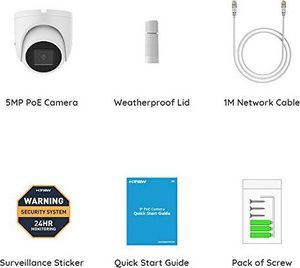 Kamera IP H. VIEW Kamera kopułkowa H.VIEW POE 5 MP Kamera IP 1944P Kamera HD 2,8 mm z mikrofonem do wykrywania ruchu / w pomieszczeniach IP67 ONVIF dzień / IR Night Vision Detekcja ruchu 7