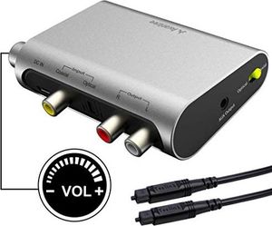 Adapter AV Avantree Avantree DAC02 konwerter DAC DA konwerter cyfrowo-analogowy konwerter audio, adapter SPDIF Toslink z kablem optycznym, regulacja głośności, optyczne wejście koncentryczne telewizora, głośnik słuchawkowy 3,5 mm AUX RCA wyjście L / R 1