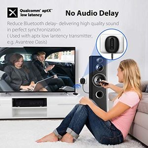 Adapter AV Avantree Avantree aptX Low Latency odbiornik Bluetooth do stereo z wtyczką, adapter bezprzewodowego odbiornika audio z kablem 3,5 mm aux cinch do strumieniowego przesyłania muzyki, system dźwiękowy HiFi - Roxa Plus 2